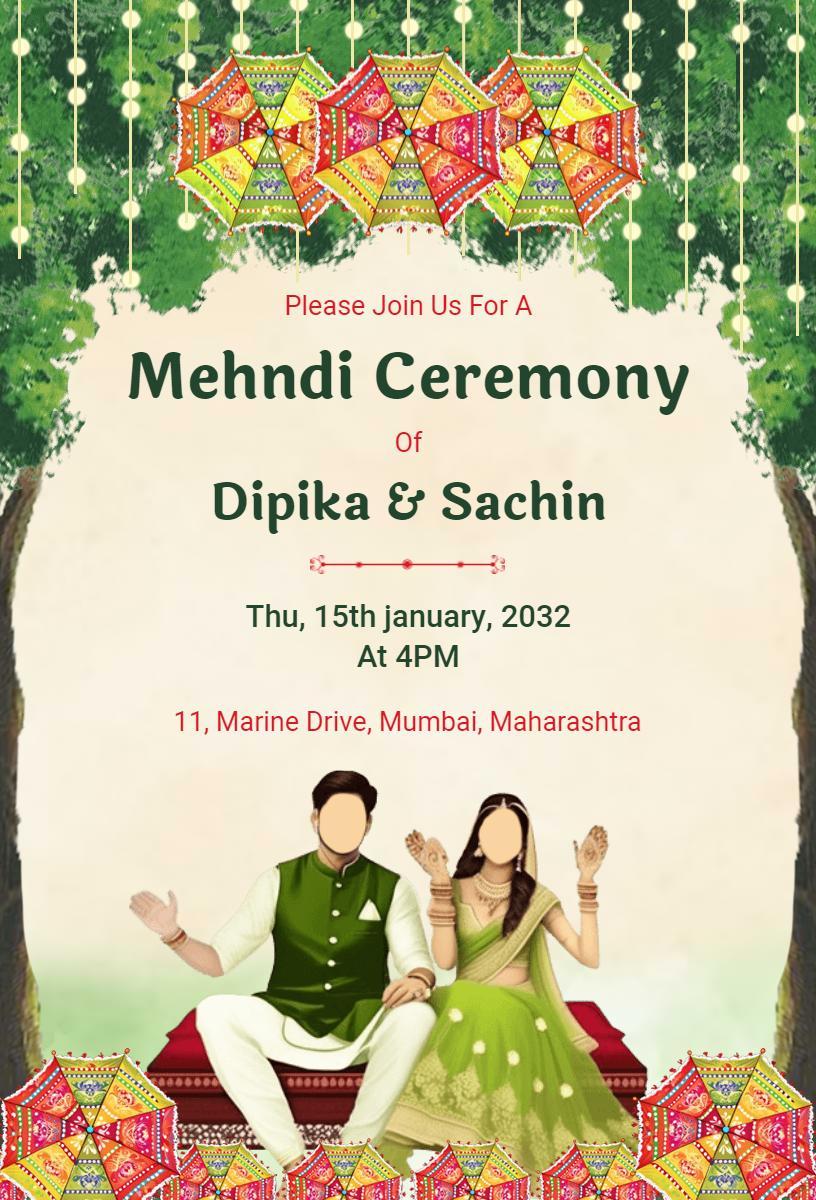 Vibrant Mehndi Celebration Traditional Ceremony Invitation Template