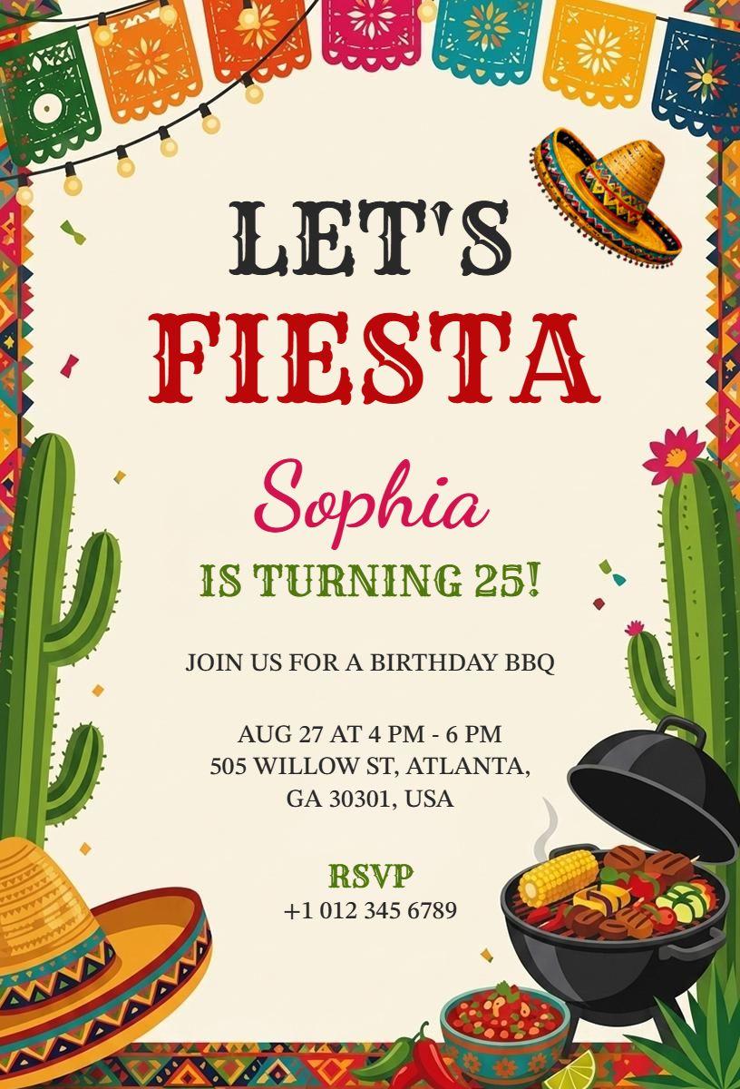 Vibrant Mexican Fiesta Birthday Celebration Invitation Template