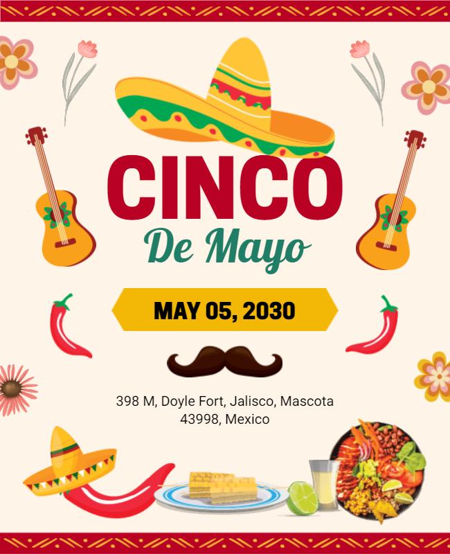 Vibrant Mexican Fiesta Cinco de Mayo Celebration Poster Template