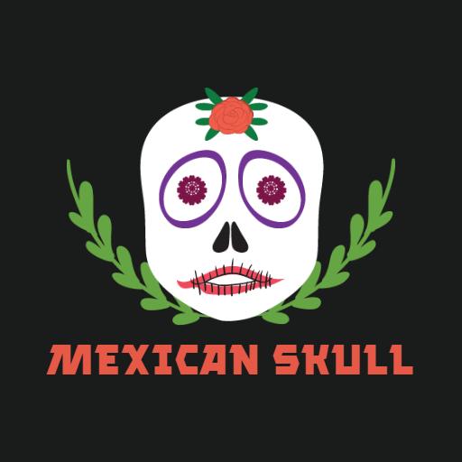 Vibrant Mexican Skull Design with Floral Accents Logo Template