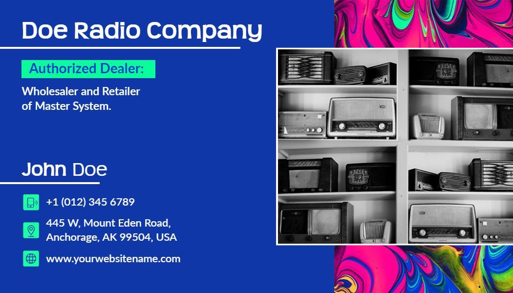 Vibrant Modern Radio Company Authorized Dealer Visiting Card Template