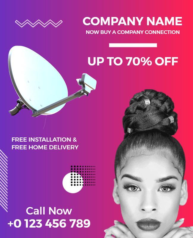Vibrant Modern Telecommunication Offer Discount Poster Template