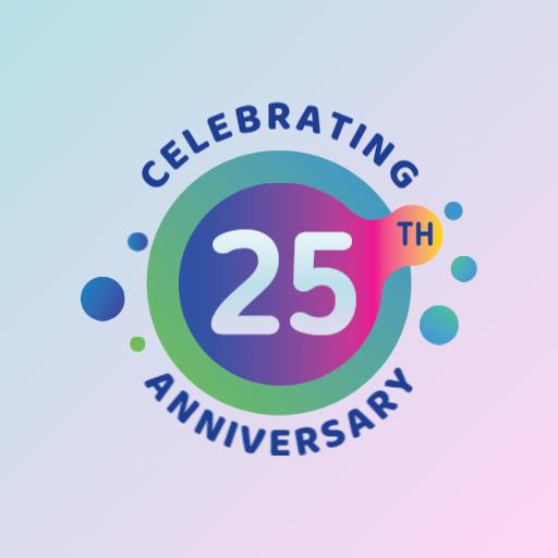 Vibrant Multi-Color Gradient Celebrating 25th Anniversary Logo Template