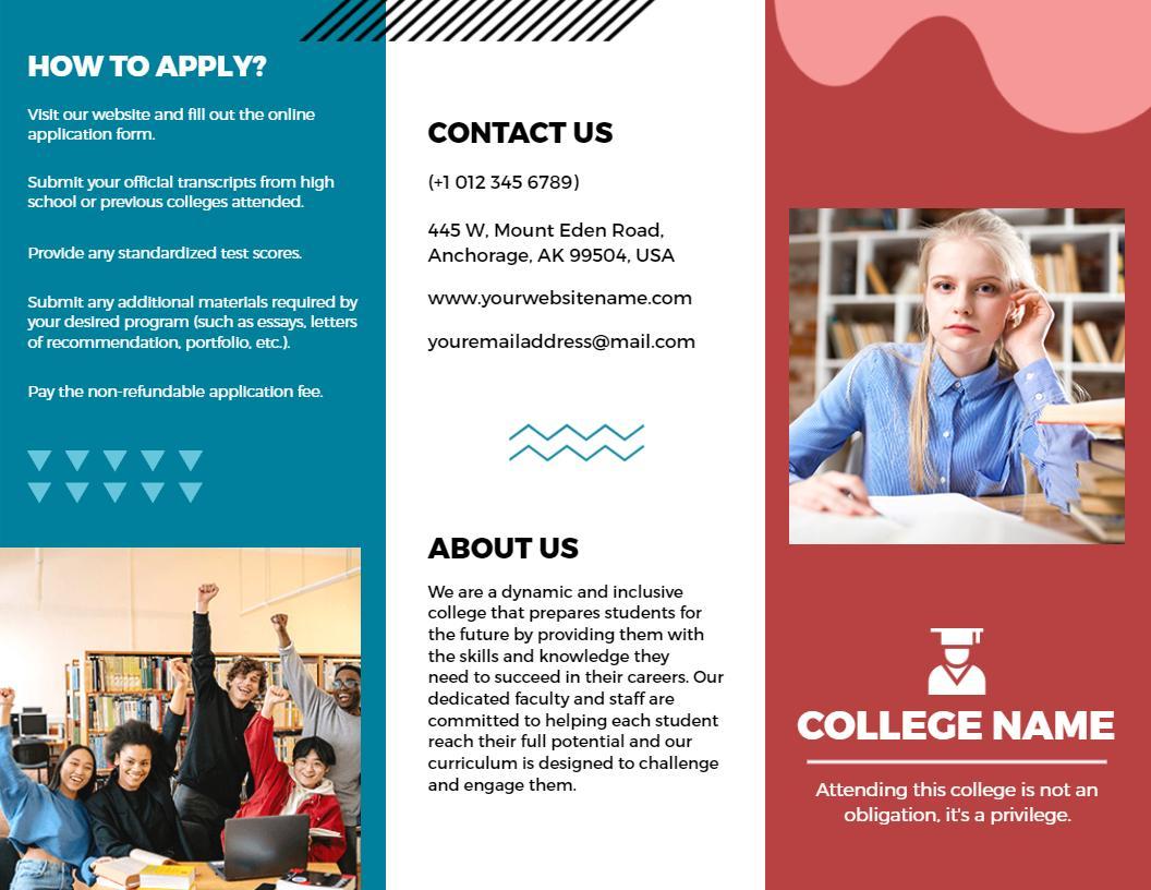 Vibrant Multi-Colored College Application and Opportunities Brochure Template