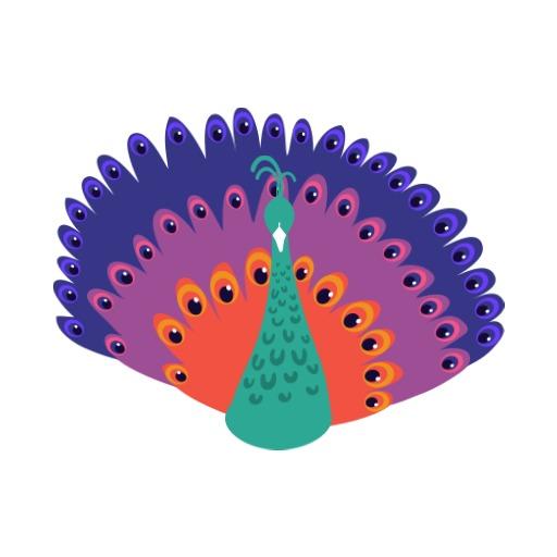 Vibrant Multicolored Peacock Displaying Nature's Beauty Logo Template