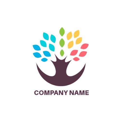 Vibrant Multicolored Tree Design Representing Eco-Friendly Company Logo Template