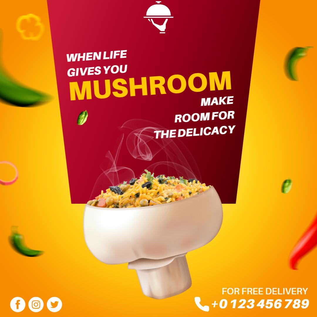 Vibrant Mushroom Delicacy Promotion Ad Template
