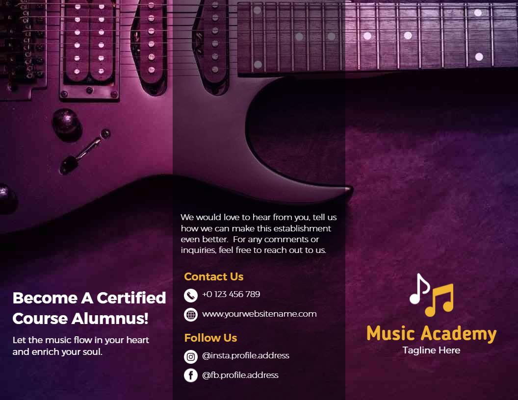 Vibrant Music Academy Course Offerings and Enrollment Brochure Template