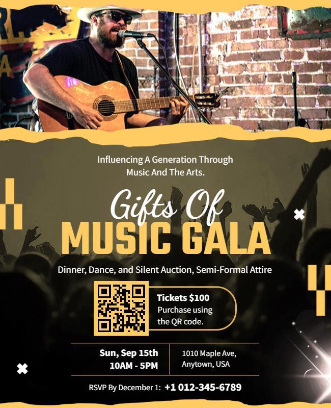 Vibrant Music Gala Dinner and Dance Event Poster Template