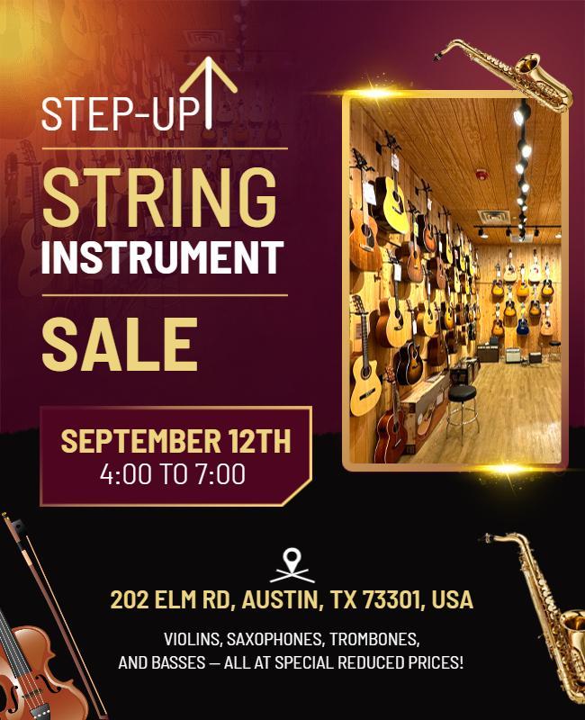 Vibrant Musical String Instrument Sale Event Poster Template