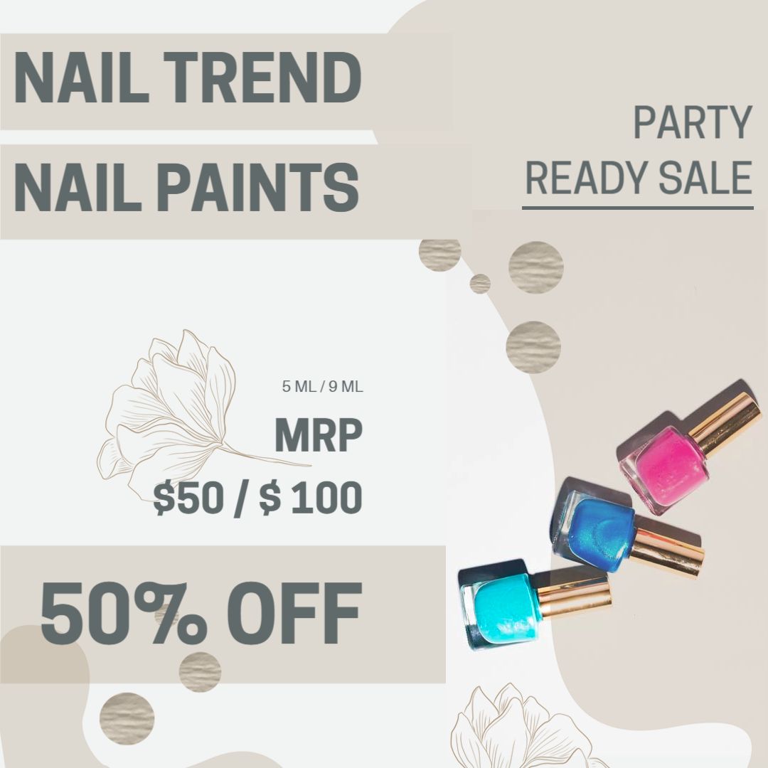 Vibrant Nail Trend Promotion with 50% Off for Party Sale Ad Template