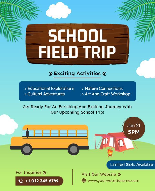 Vibrant Nature-Themed School Field Trip Activities Poster Template