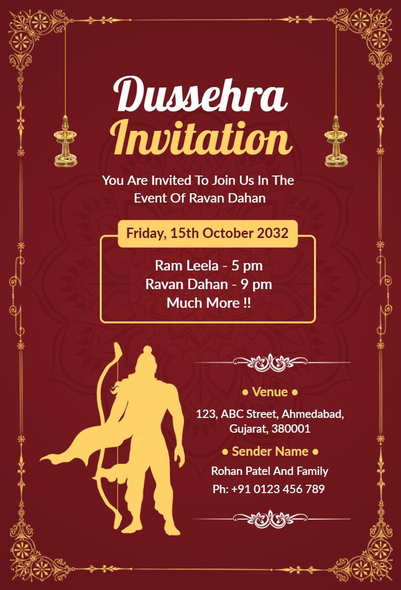 Vibrant Navaratri Dussehra Celebration Festivities Invitation Template