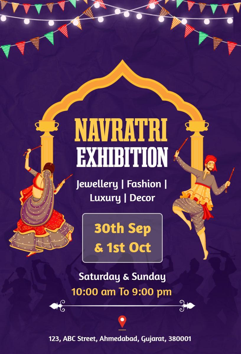Vibrant Navaratri Festival Exhibition Celebration Invitation Template