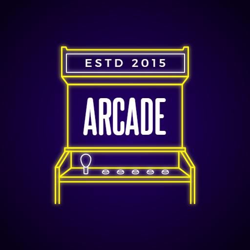 Vibrant Neon Arcade Cabinet Emphasizing Retro Gaming Fun Logo Template