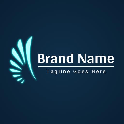 Vibrant Neon Blue Wing Design for Brand Identity Logo Template