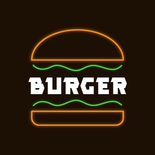 Vibrant Neon Burger Design Showcasing Delicious Food Logo Template