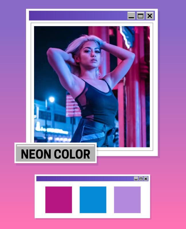 Vibrant Neon Colorful Nightlife Fashion Poster Template