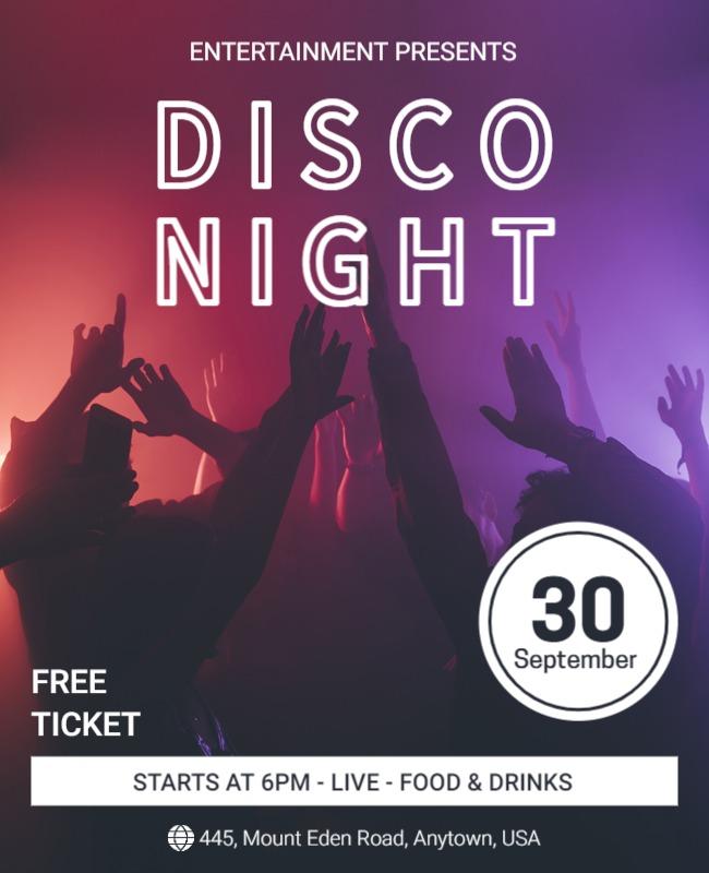 Vibrant Neon Disco Night Party Poster Template