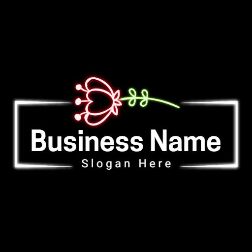 Vibrant Neon Floral Design Highlighting Business Logo Template