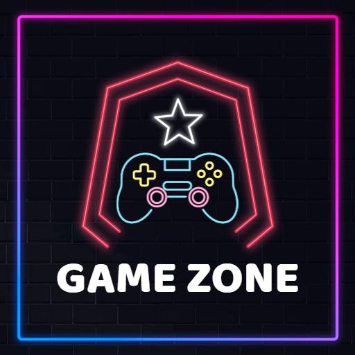 Vibrant Neon Gaming Controller Design for Game Zone Logo Template