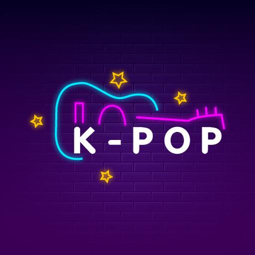 Vibrant Neon Guitar Design Celebrating K-Pop Culture Logo Template