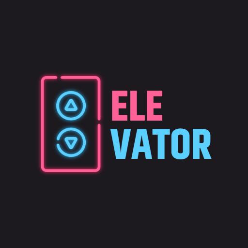 Vibrant Neon Indicator Design Showcasing Elevator Services Logo Template