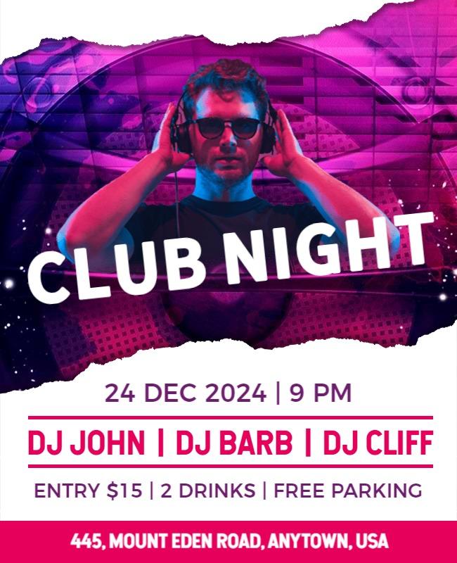 Vibrant Neon Lights Club Night Party Flyer Template
