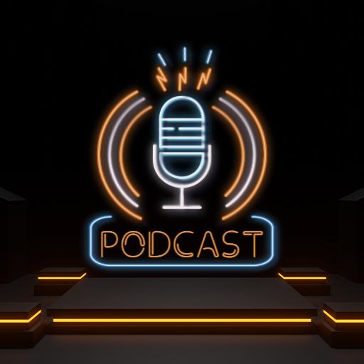 Vibrant Neon Microphone Design for Engaging Podcast Logo Template