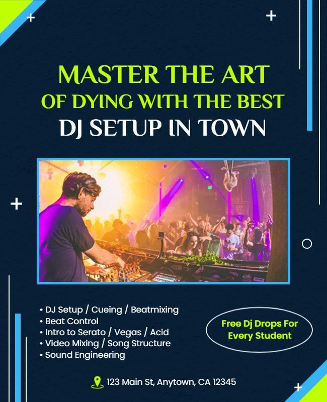 Vibrant Neon Music DJ Setup Workshop Poster Template