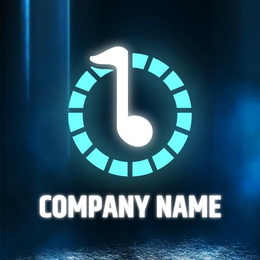 Vibrant Neon Music Note Design with Dynamic Elements Logo Template