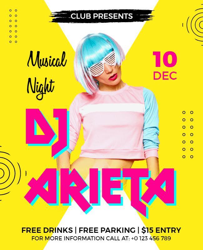 Vibrant Neon Musical Night DJ Event Poster Template