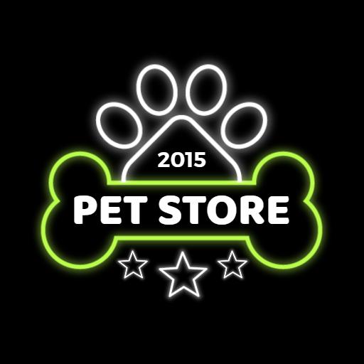 Vibrant Neon Paw and Bone Design for Pet Store Logo Template