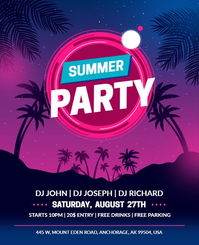 Vibrant Neon Summer Beach Party Poster Template