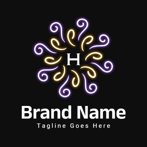 Vibrant Neon Swirl Design with Unique Letter H Logo Template