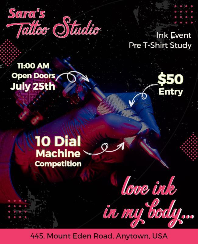 Vibrant Neon Tattoo Ink Event Competition Poster Template