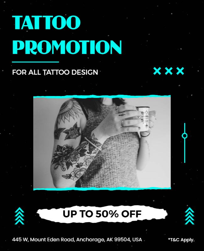 Vibrant Neon Tattoo Promotion Design Poster Template