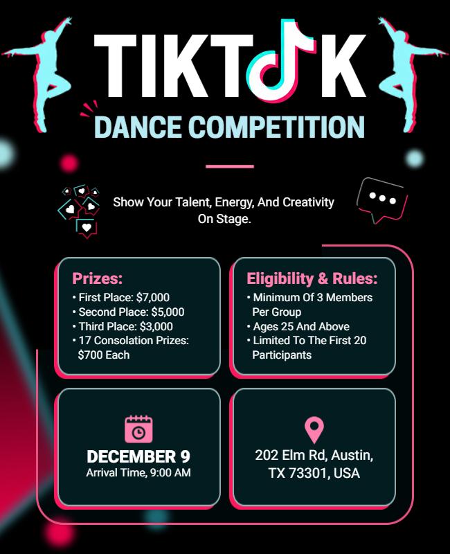 Vibrant Neon TikTok Dance Showdown Competition Flyer Template