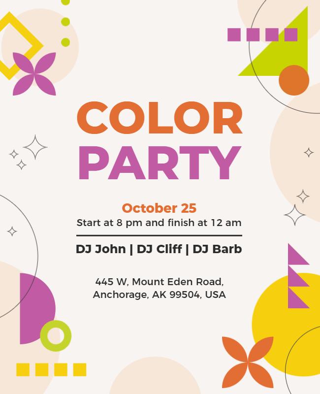 Vibrant Nightlife Color Party Invitation Flyer Template