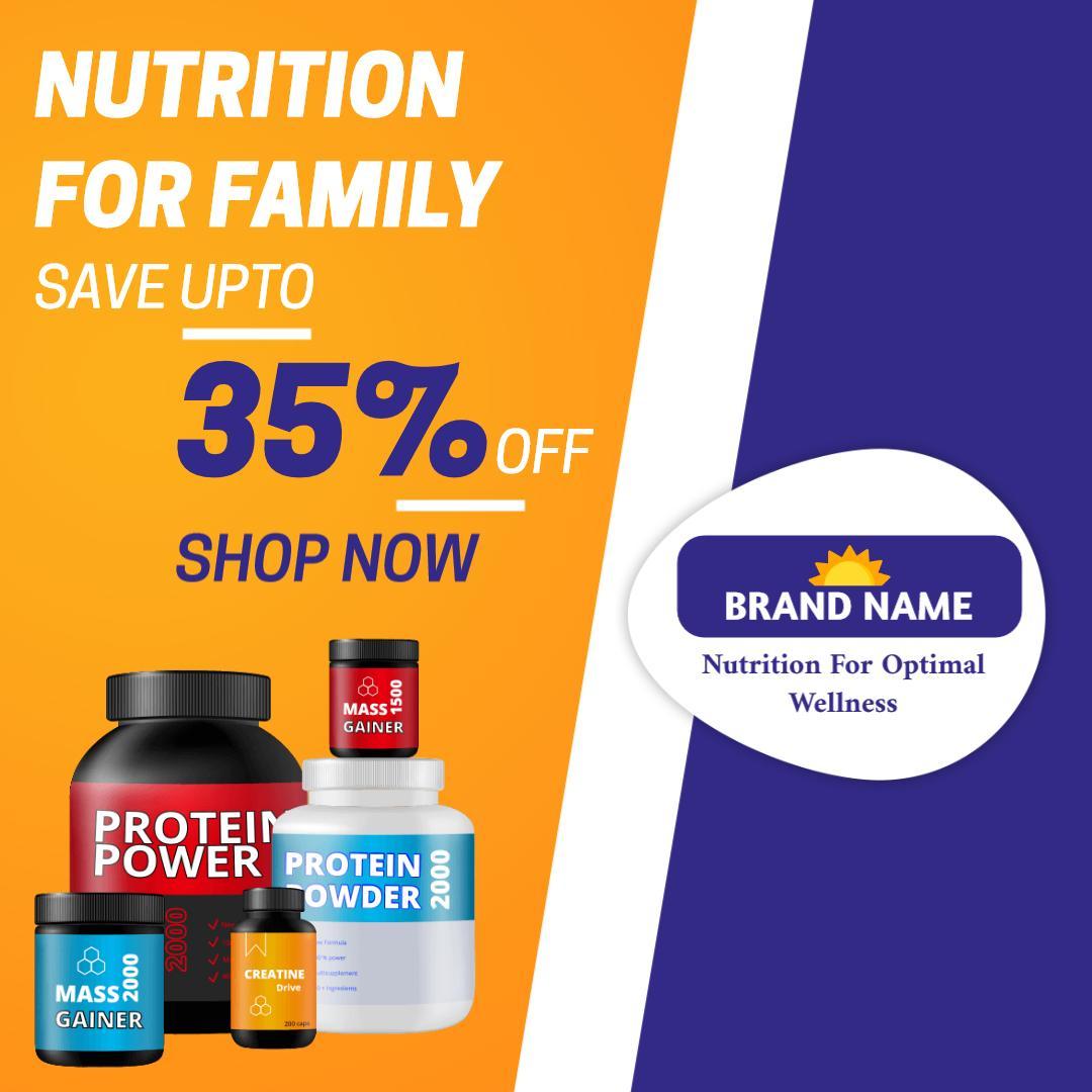 Vibrant Nutrition for Family Savings and Health Boost Ad Template