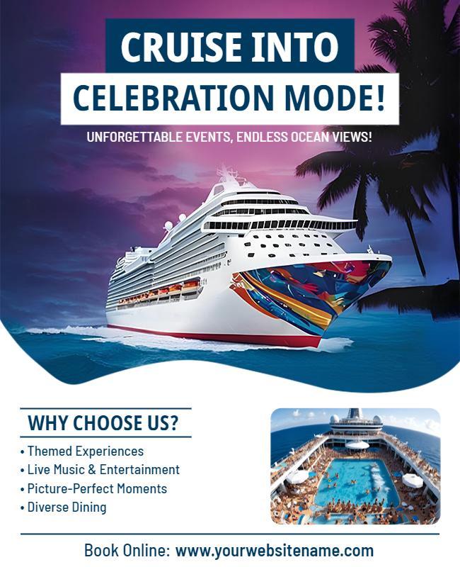 Vibrant Ocean-Themed Cruise Celebration Event Poster Template