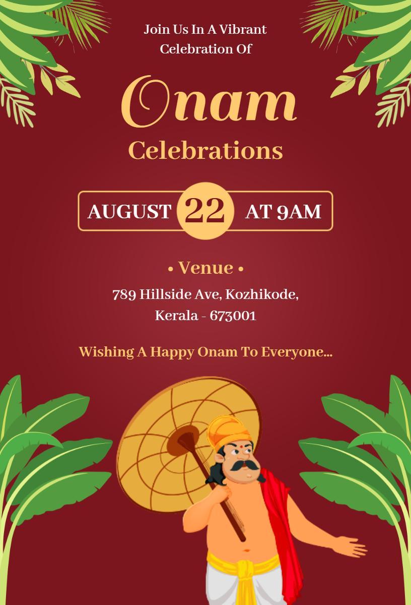 Vibrant Onam Festival Celebration Invitation Template
