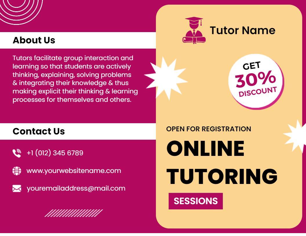 Vibrant Online Tutoring Programs and Benefits Brochure Template