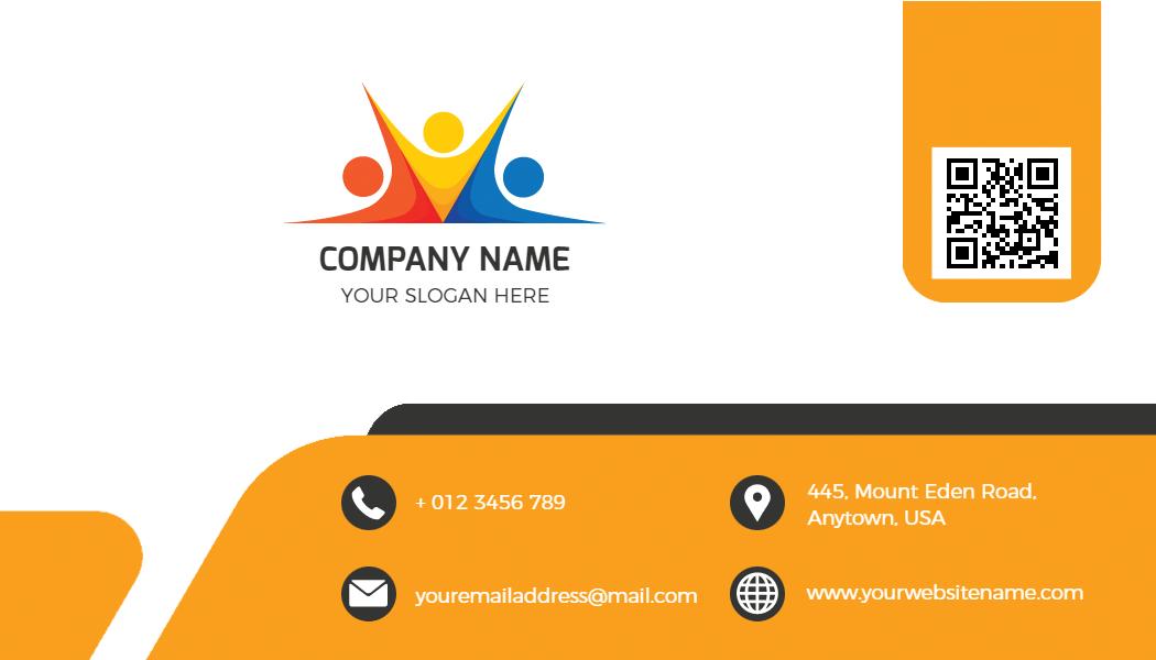 Vibrant Orange Abstract Team QR Code Enabled Business Card Template