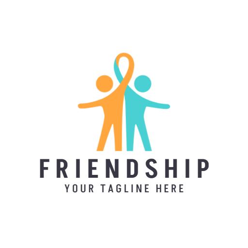 Vibrant Orange and Blue Design Celebrating Friendship Logo Template