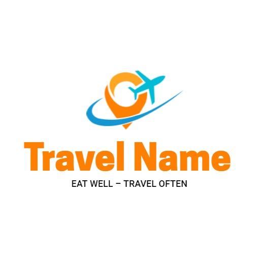 Vibrant Orange and Blue Design for Exciting Travelling Logo Template