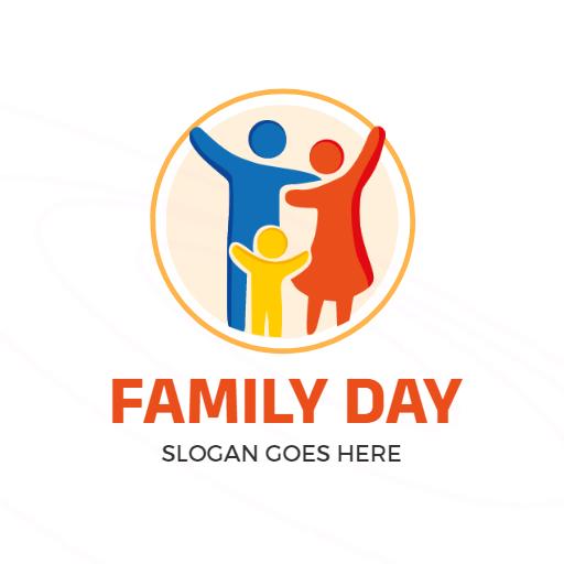 Vibrant Orange and Blue Family Unity Celebration Logo Template