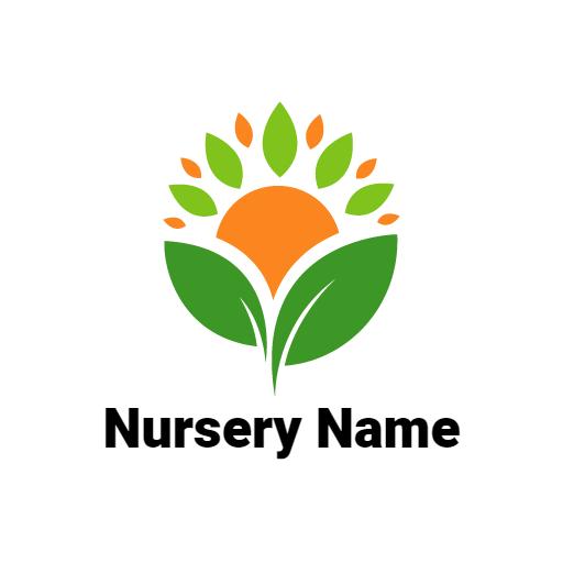 Vibrant Orange and Green Floral Design for Nursery Logo Template