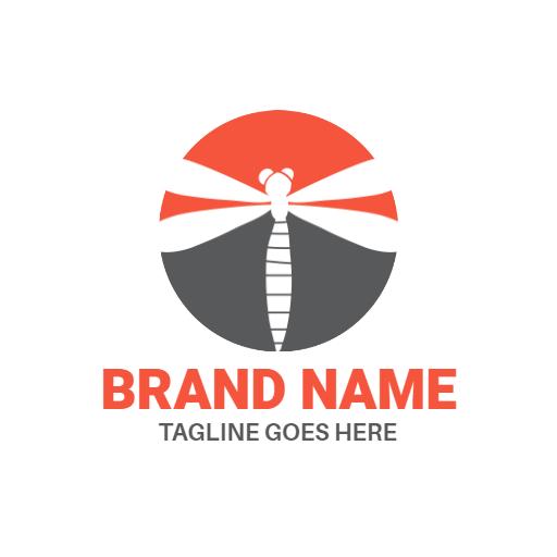 Vibrant Orange and Grey Dragonfly Design Logo Template