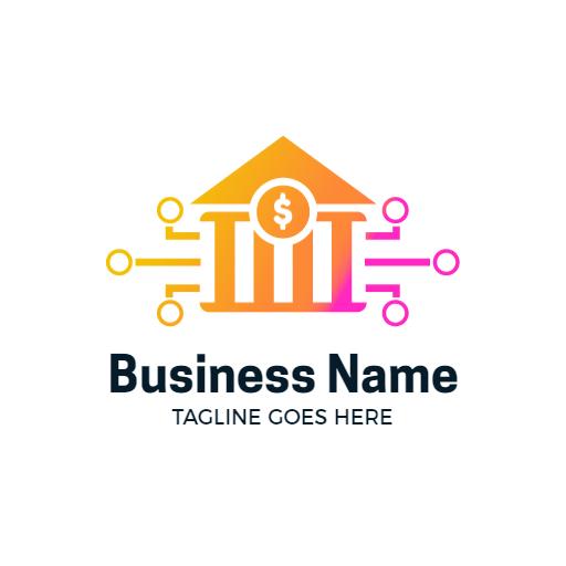 Vibrant Orange and Pink Digital Banking Services Logo Template